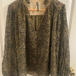 Anthropologie Sheer Leopard Print Women's Top